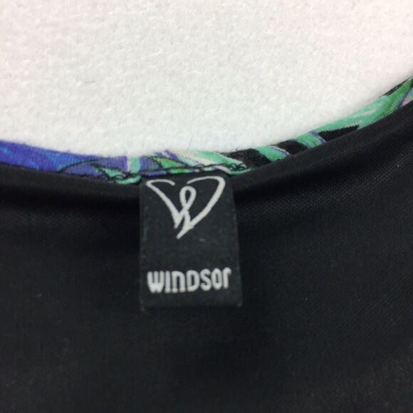 Windsor Tropical Crop Top Size Small Womens Green Black Flowy Floral Print Tank - Picture 4 of 7